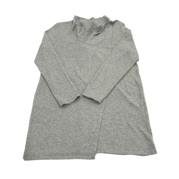 J. Jill Purejill Wrap Long Cardigan Sweater Size M Gray Cotton Blend Knit Mock - Picture 1 of 5